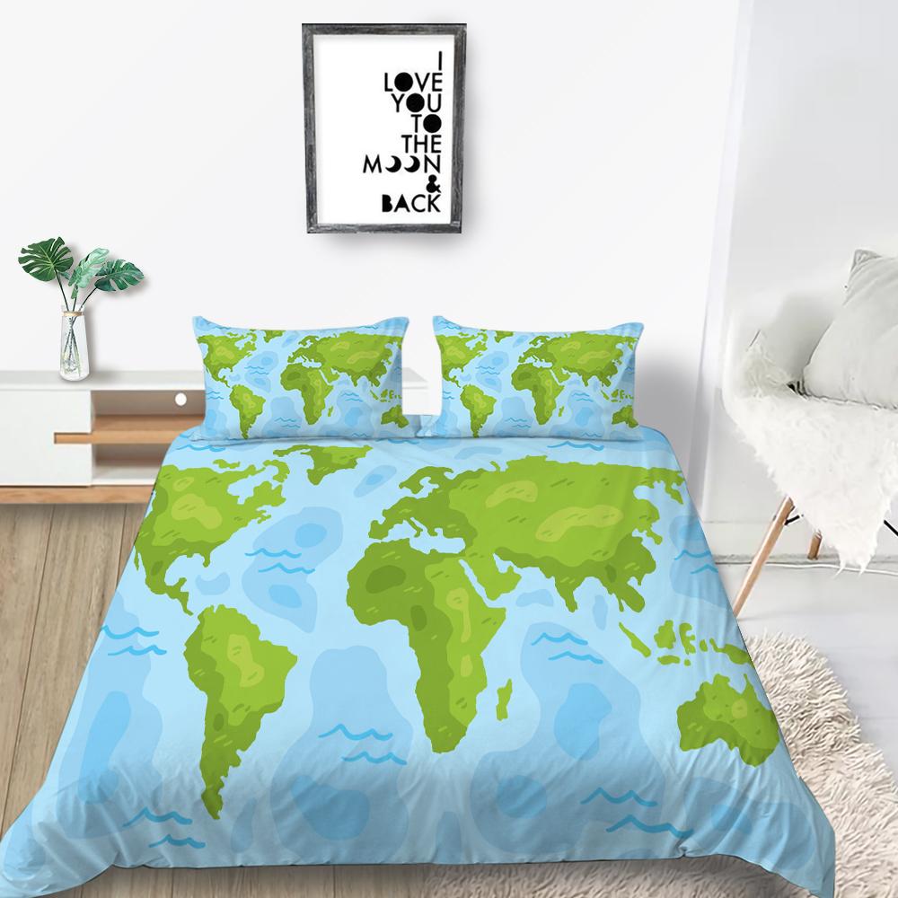 Nová móda Módní styl Sada povlečení Jedinečný design Sada povlaku na přikrývku Chlapci Dospívající King Queen Size Luxusní ložní prádlo Oblek Mapa Ložní soupravy