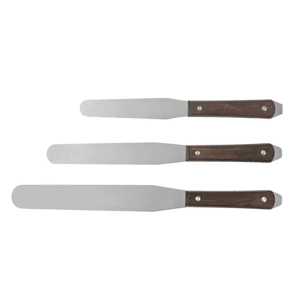 Stainless Steel Ink Adjusting Knife wIth Wood Handle Solder Paste Mixing Knife Screen Printing Scraper Tool Accessories