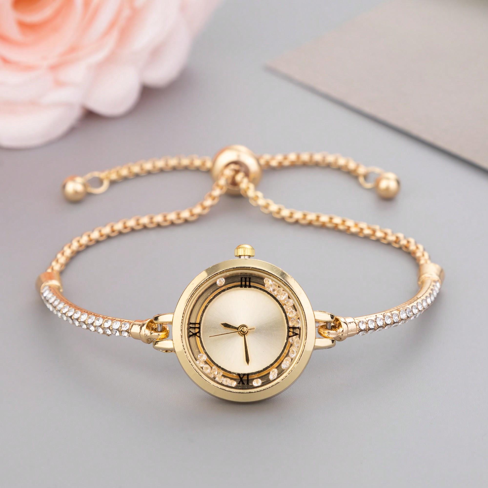 

2023 New Women Watch Girls Fashionable Casual Quartz Watch with Beaded Strap, Birthday Gift for Women As A Gift for Students Returning To School one-size золотой