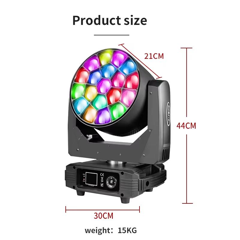 LED DMX Movingheads 19x25w RGBW 4in1 BEE EyE LED Beam Wash Zoom Moving Head Club Concert Bar Light