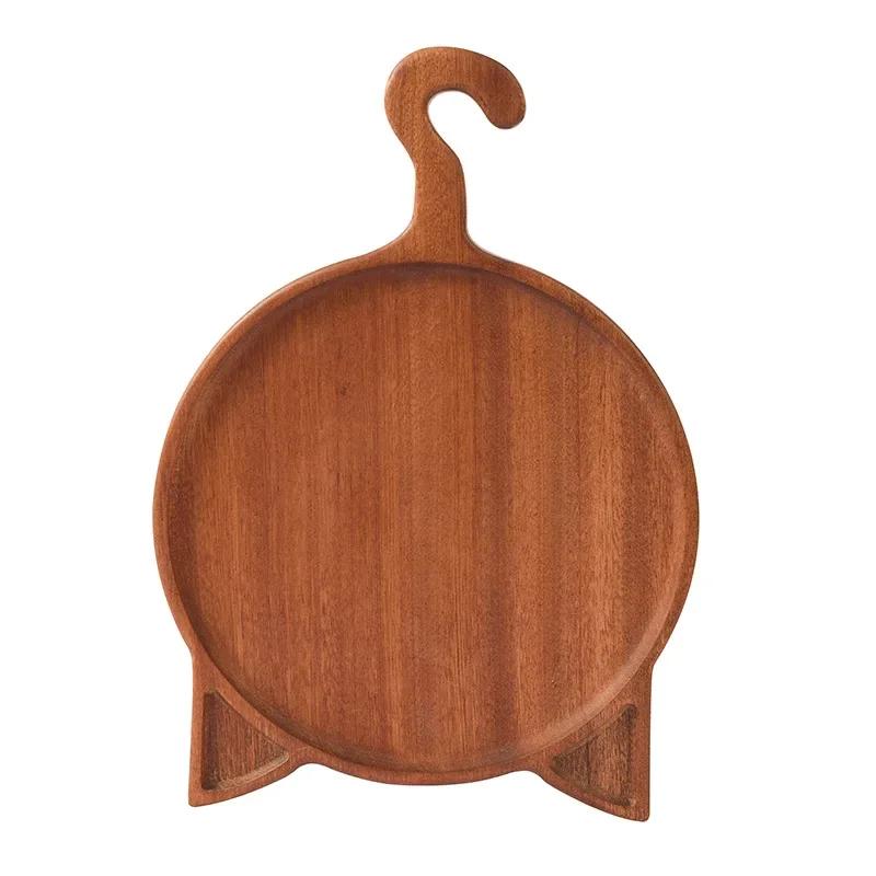 1pc Solid Wood Ebony Cutting Block Multifunctional Kitchen Tray Steak Fruit Bread Cutting Board Household Food Serving Tool