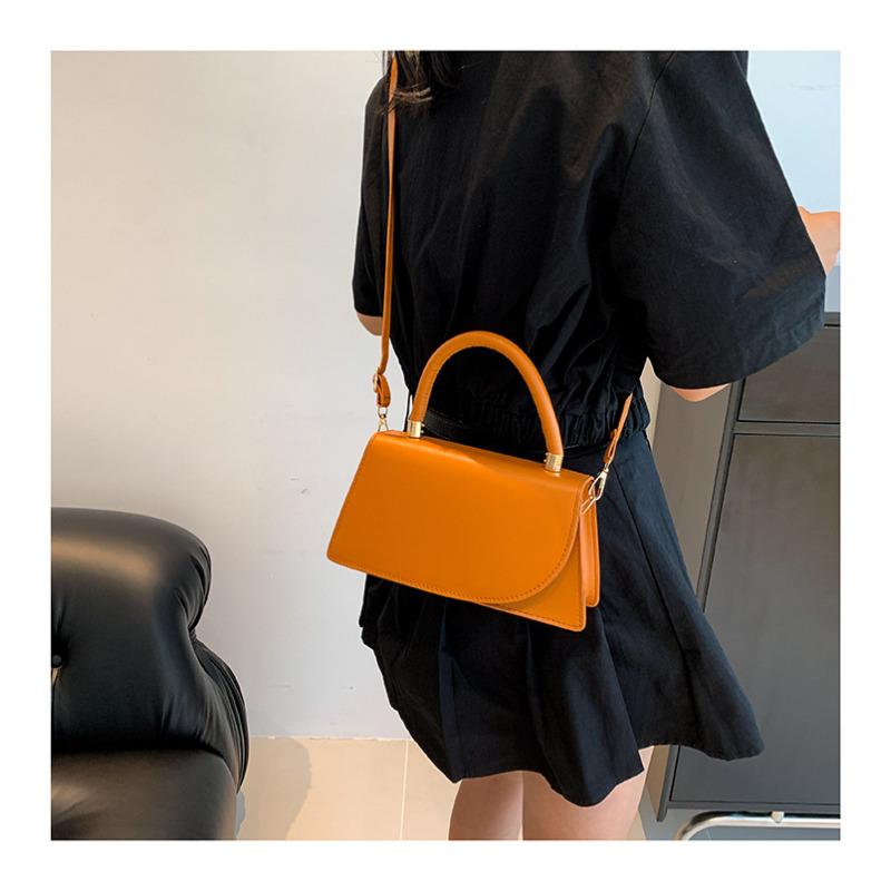 Elegant Solid Color Small Square Bag Trendy Minimalist Faux Leather Shoulder Handbag Fashion Crossbody Purse CLE