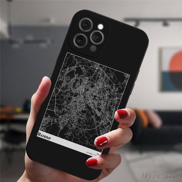 

Для Iphone 13 11 12 14 Pro Max Mini Plus Xs Xr Черный чехол Россия Москва Путешествие Страна Город Эскиз Карта Силиконовый защитный чехол For iPhone 13 Pro