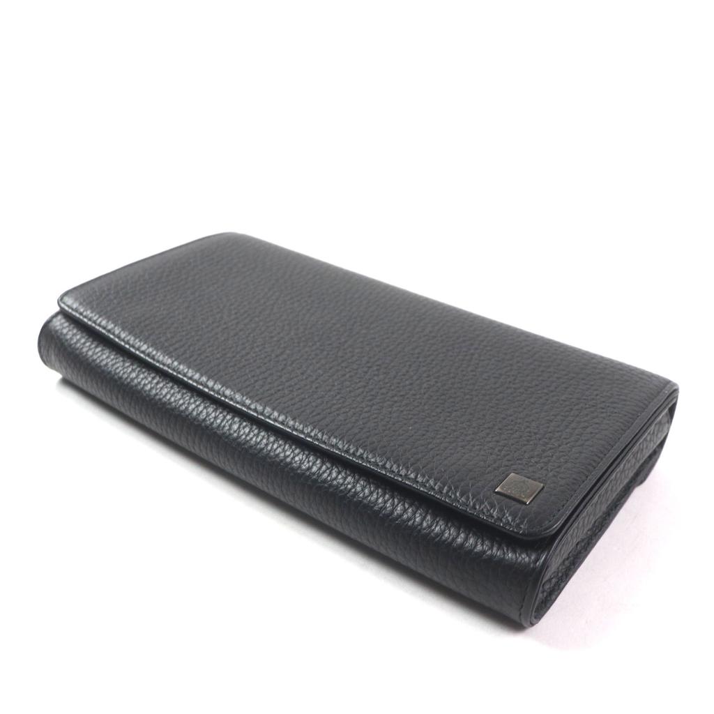 Excellent Dunhill Purse Logo Metal Travel Pouch Organizer Leather Wallet Bifold Wallet black leather mens Used