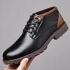 Fashion Vintage Men Shoe New Autumn Winter Boots High Quality Men's Leather Boots Lace-up Side Zipper Men's Ankle Boots Large Size 39 48