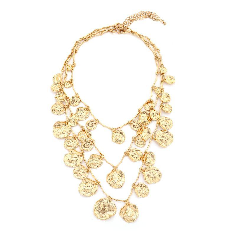 Fashion Big Brand Accessible Luxury Stylish Multi-Layer Metal Wafer Exaggerated Necklace Catwalk Stylish Fashion Popular Necklace Gold