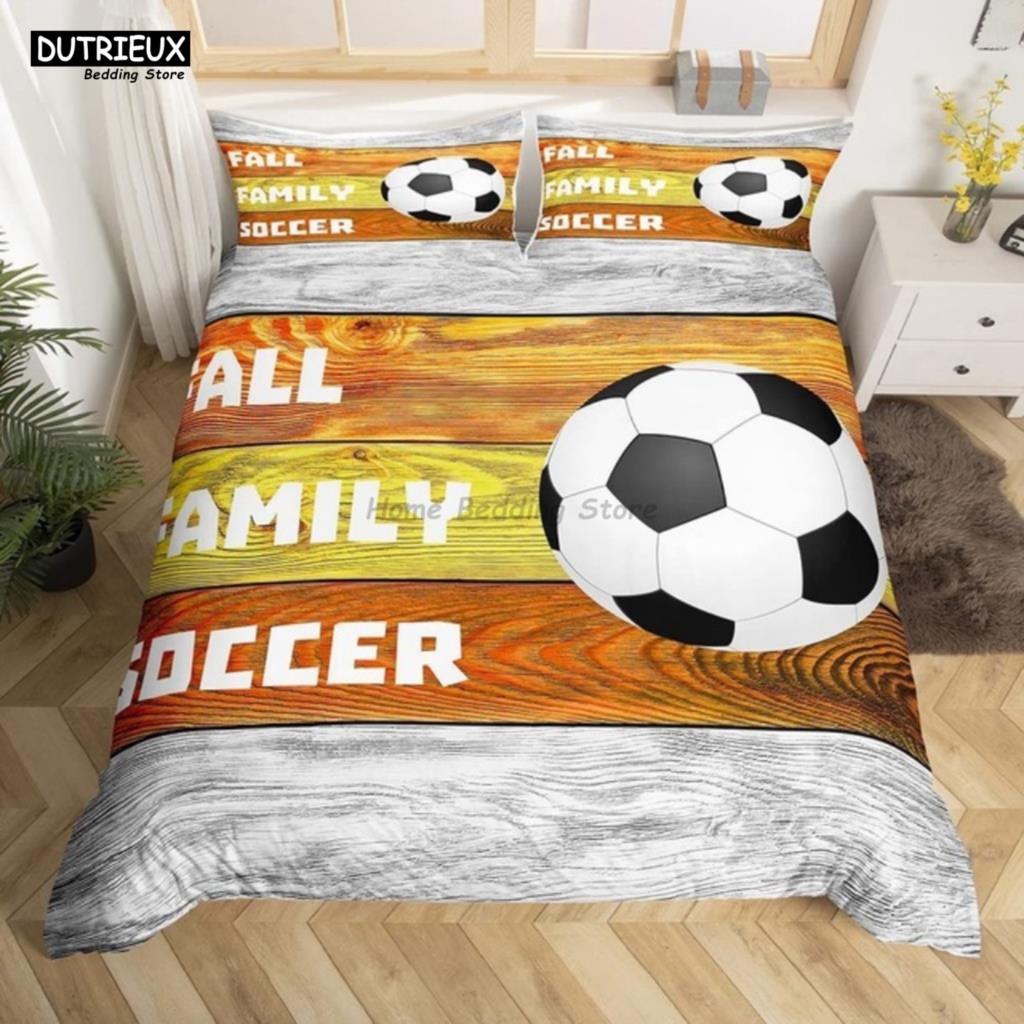 White Black Football Bedding Set Ball Sports Bed Linen Double Queen King Twin Full Size Boys Teens Soccer Duvet Cover Set Gifts