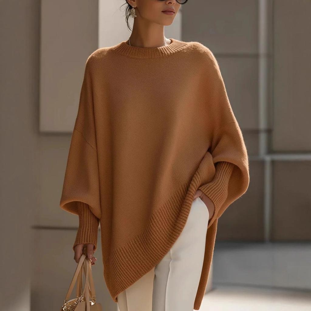 Women's Crew Neck Long Sleeve Knit Top Loose Fit Casual Solid Thick Faux Cashmere Oversized Pullover