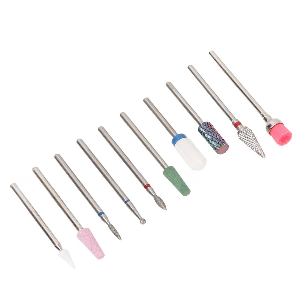 10 Pcs Nails Drill Bit Set Portable Remove Polishing Nail Glue Ceramic Nail Drill Bits for Women