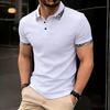 Leopard Print Trim Men's Polo Shirt - Patterned Collar & Cuffs Button Placket Casual Dressy Tops In 3 Versatile Color Options