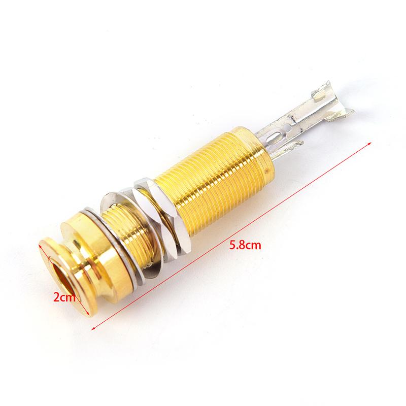 1Pc Brass Electric Guitar Bass Input/Output Mono Long Threaded Jack Socket