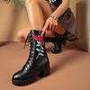 High heel thick heel embroidered medium tube Martin boots women's autumn and winter new thick-soled waterproof table spring and autumn single boots