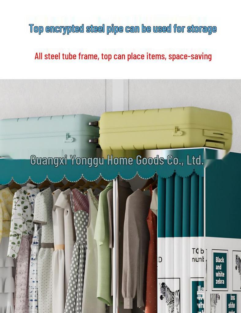 Durable Steel-Framed Wardrobe with Reinforced Fabric for Bedroom Storage, Assembly Required