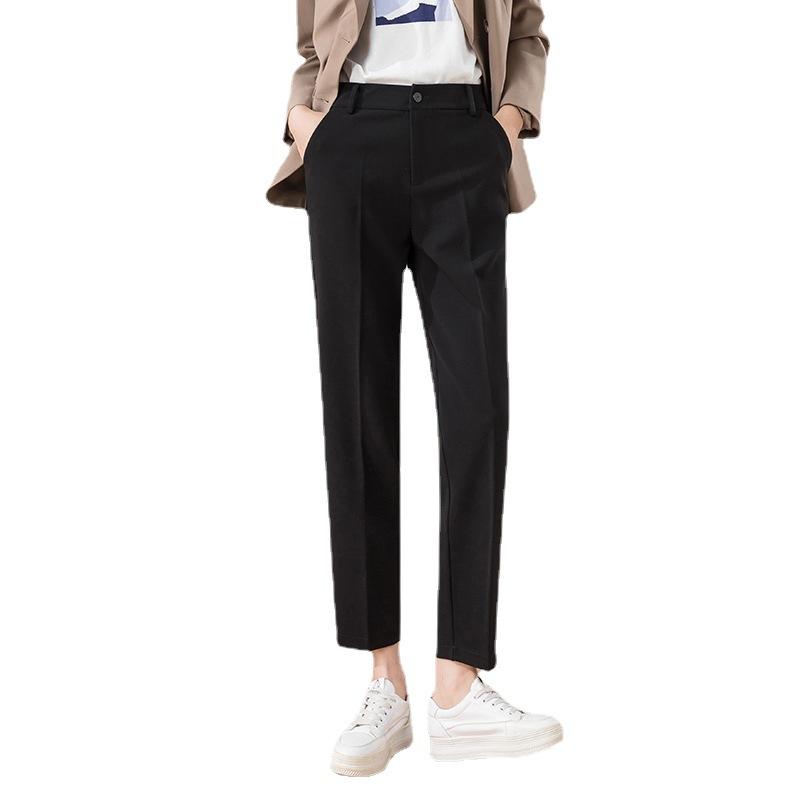 High-waisted nine-point pants women's earth-colored thin temperament casual pants without belt office white-collar suit pants Zhengzhou pants
