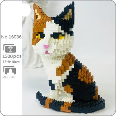 16036 Hayvan Dünya Farsça Kedi Tekir Yavru Oturmak Pet Bebek DIY Mini Elmas Blokları Tuğla Yapı Oyuncak Çocuklar için Hiçbir Kutu