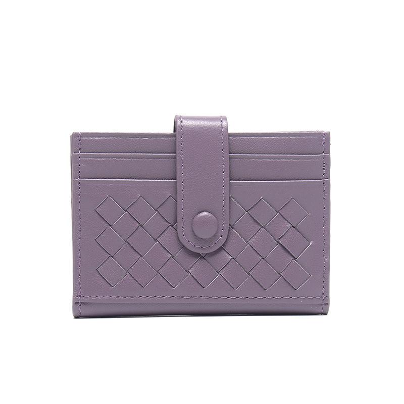 Leather Hand-Woven Men'S Wallet, Thin Short Buckle Wallet, Sheepskin Small Card Bag, Women'S Simple