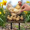 Hen and Chicks Garden Stake Potted Plant Decorative Prop 2D Flat Sign Waterproof Animals Shape