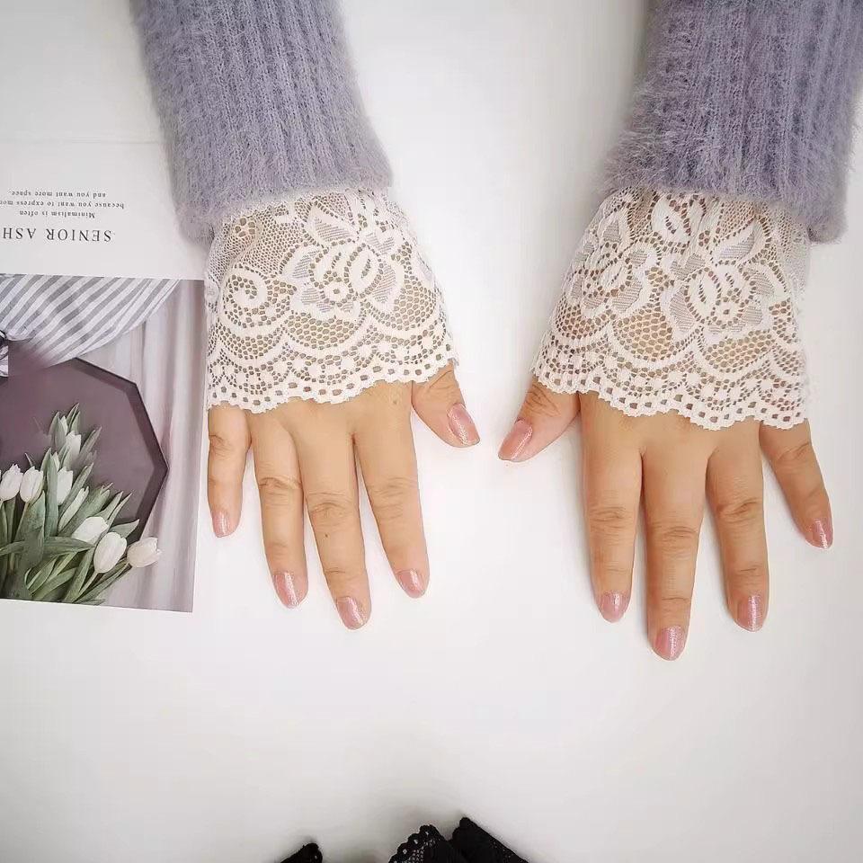 1 Pair Women Wrist Covers Elastic Elastic Apparel Decorative Sleeves Wrist Horn Cuffs Lace Fake Sleeves Lace Cuffs