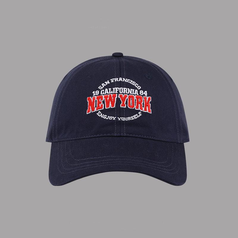 

Retro embroidered baseball cap female soft top shows face small sunscreen peaked cap spring and summer versatile student riding visor male Adjustable тёмно-синий