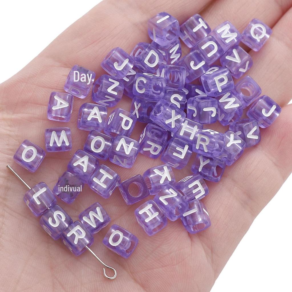 Colorful Acrylic Square Beads: English & Russian Letters for Handmade DIY Bracelets & Jewelry Accessories