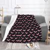 Pink Bat Halloween Goth Blankets Flannel Spring Autumn Multi-function Super Soft Throw Blanket for Bedding Couch Rug Piece