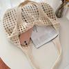 1pc Women'S Crochet Tote , Large Capacity Hollow Woven Shopping with Fixed Shoulder Strap,Ideal for Travel, Bags for Women