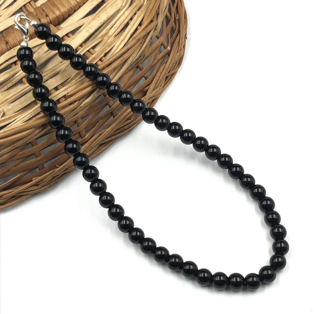 8mm Prírodný Čierny Turmalín Drahokam Okrúhle Korálky Šperky Ručne Vyrábaný Čierny Kameň Náhrdelník 17-20" Pekné Korálky Choker Pre Ženy 8BN-95