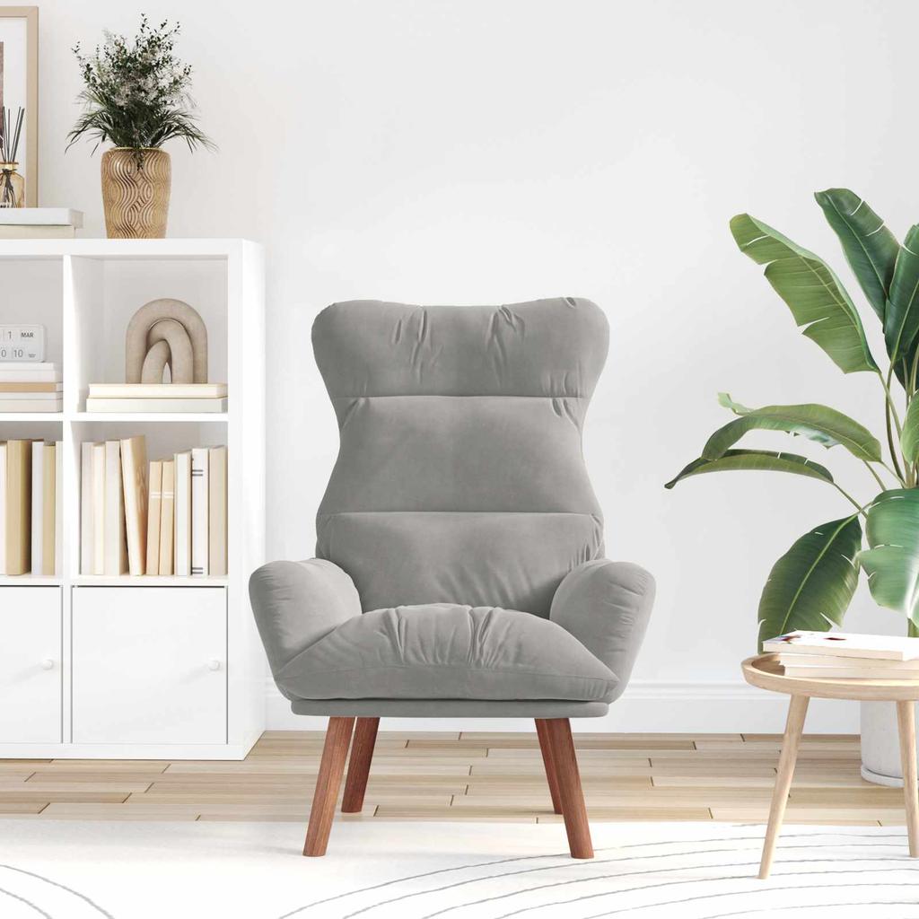 Armchair Light Grey 69 X 74 X 93 Cm Velvet