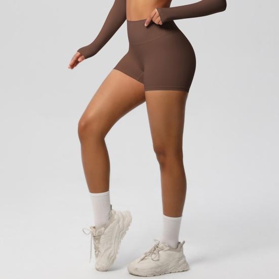 Women Sports Shorts High Waist Yoga Shorts Body Shaping Peach Butt Effect Tummy Control Shorts Elastic Waistband Solid Color Cropped Pants for Running