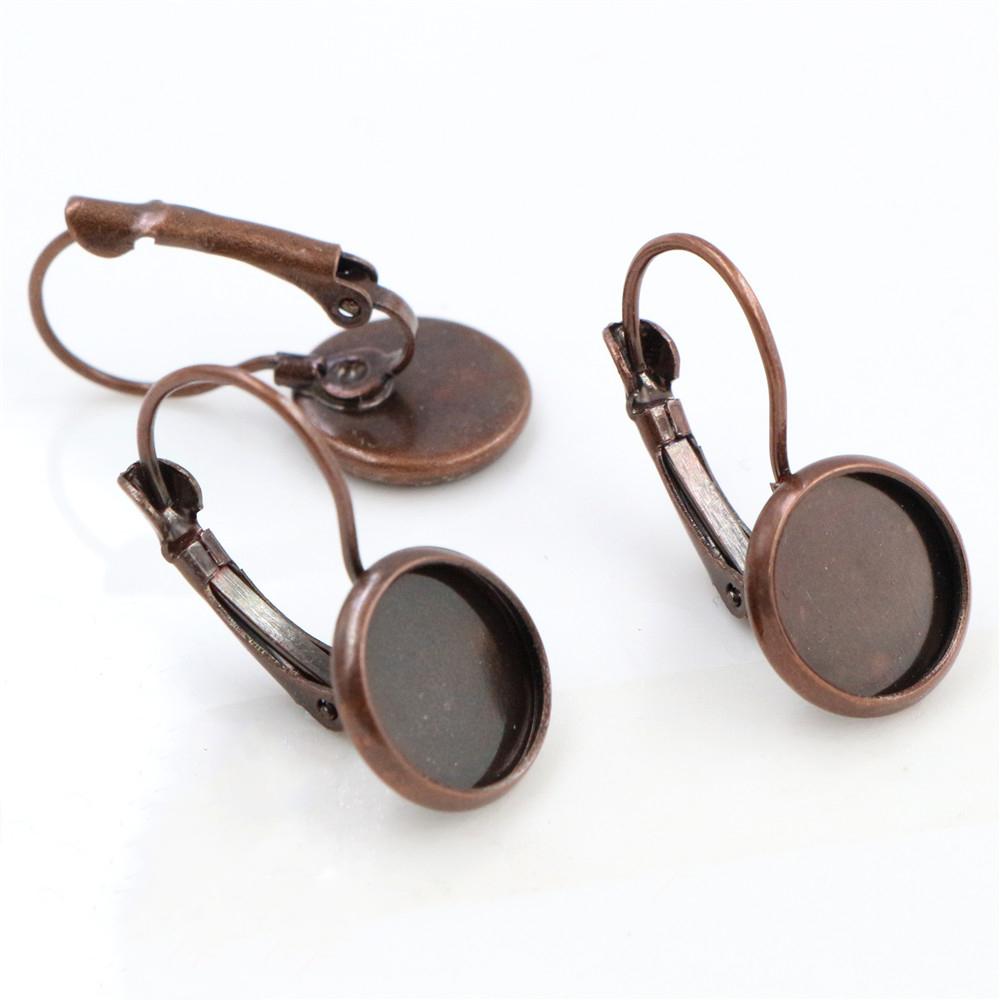 10mm 10pcs 9 Colors Plated French Lever Back Earrings Blank/Base,Fit 10mm Glass Cabochons,Buttons;Earring Bezels