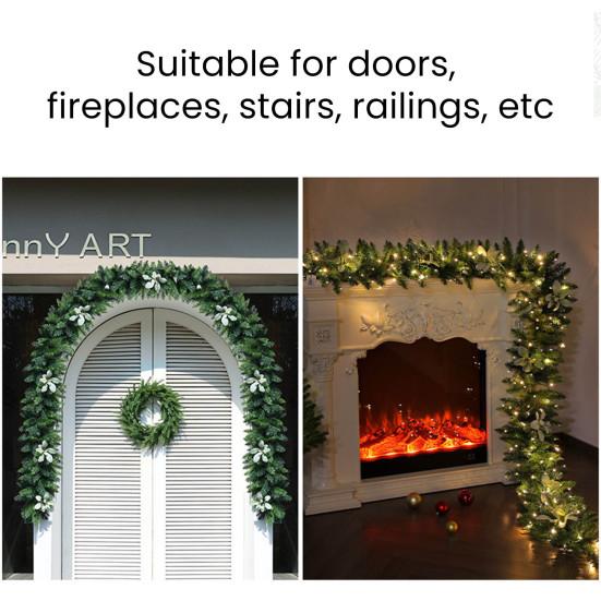 Guirlande de cèdre de Noël de 9 pieds Guirlande de cèdre artificielle réaliste Guirlande d'aiguilles de pin artificielles pliables