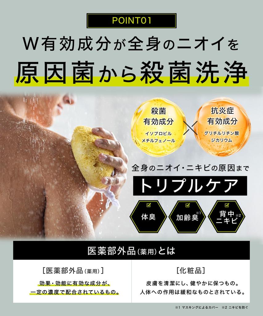 Murphy Medicated Triple Body Soap 400ml of Odor Medicated Body In (Set 3) (Isopropyl Methylphenol/Dipotassium Glycyrrhizinate/Antibacterial/Body