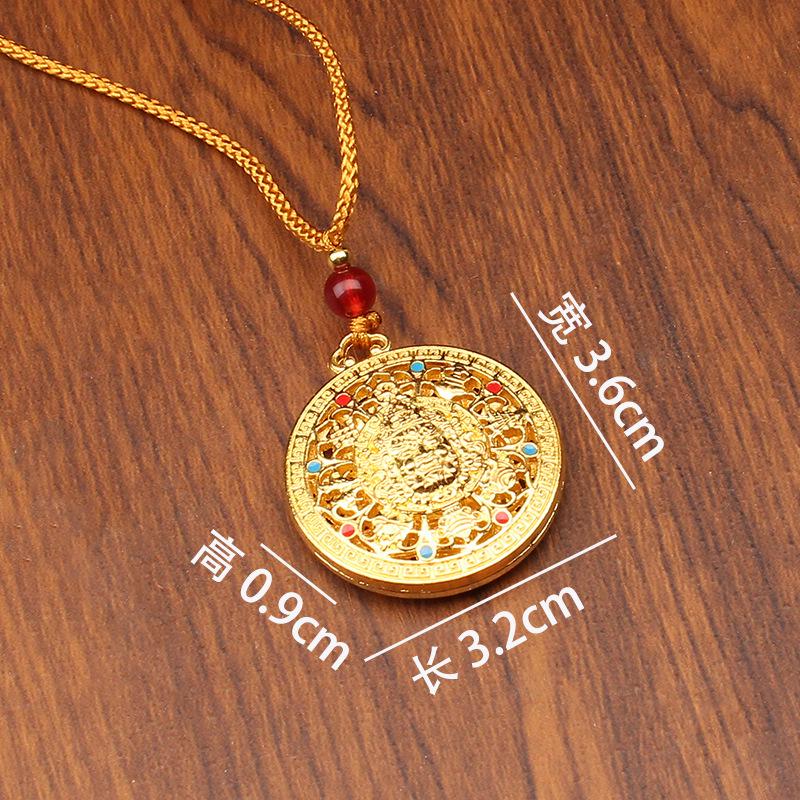 

Перегородчатая эмаль Желтый Бог богатства Подвеска Ожерелье: Высококлассный стиль из древнего песочного золота для женщин