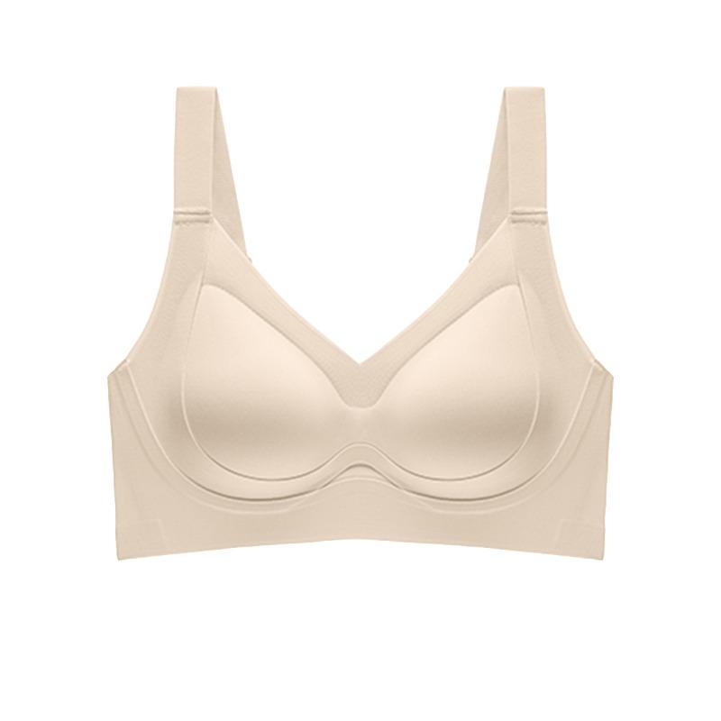 Traceless underwear, women's no steel ring adjustment type, double breasts, anti-sagging, thin, large breasts, small breasts, gathered bra cover
