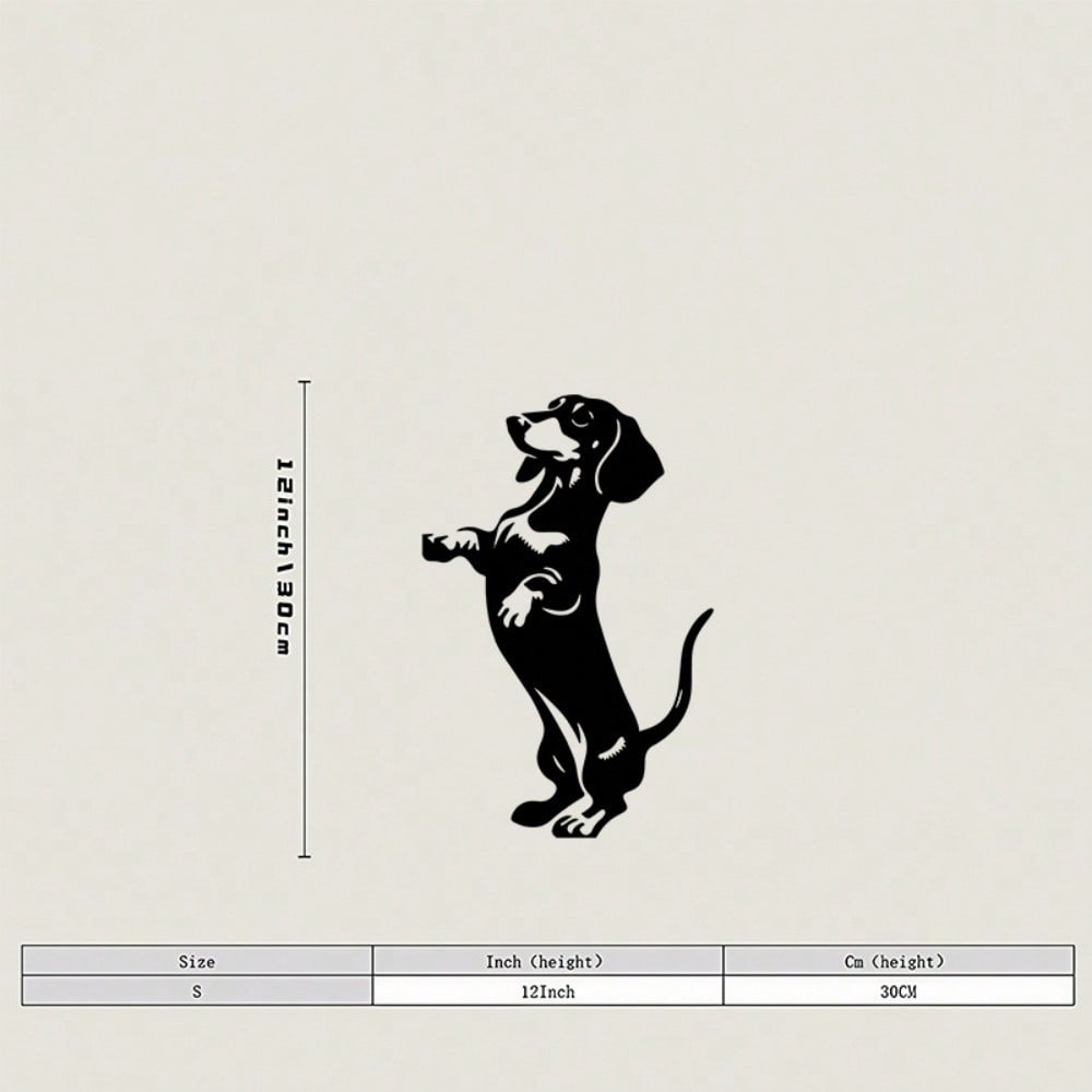Black Metal Dachshund Wall Art, 2D Iron Dog Decor for Home & Garden Gift