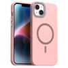 For iPhone 15 Plus/14 Plus Case Compatible with MagSafe TPU+PET Phone Cover with Rhinestone Decor Lens Frame