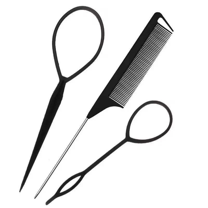 3/4Pieces Pink Hair Styling Set Rubber Band Cutter Mouse Tail Comb Hair Styling Tools Hair Braid Accessories Ponytail Maker Kits