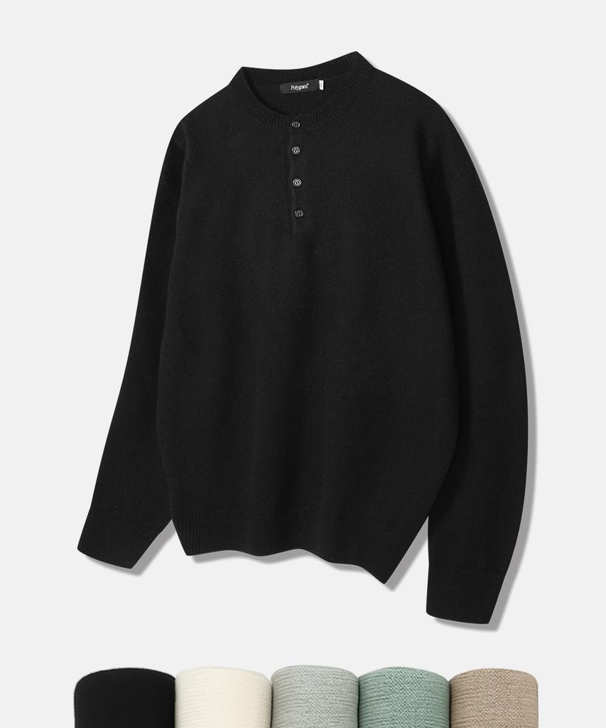 POLYGRAM Soft Wool Blend Henley Neck Knit - 5 Colors
