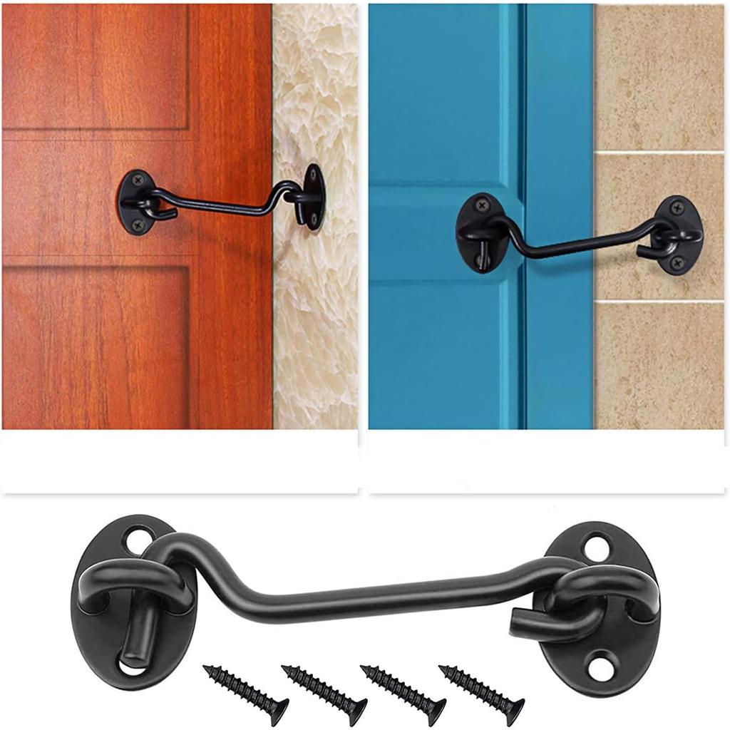 thumbnail image 2 of 2-Pack Barn Door Hook Latches - Black Rust-Resistant Metal Lock For Sliding Doors & Windows 2 of 14
