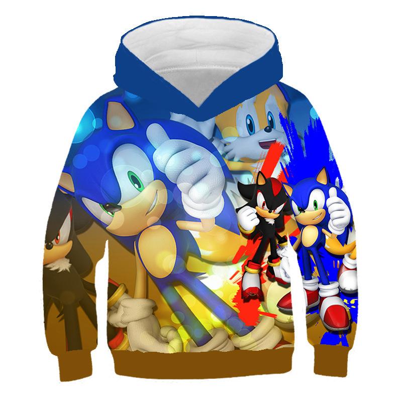 Autumn 3D Sonic the Hedgehog Printed Hoodies Fashionable Casual Sports Long Sleeved Children's Boy Hooded Sweatshirts