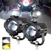 2Pcs Motorcycle LED Spotlight Aluminum Shell White Yellow Light High Power Headlight with Cooling Fan