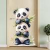 Adesivo de Parede Fofo de Panda Vermelho Empilhado para Quarto de Crianças Decoração de Porta Adesivo Removível Brincalhão