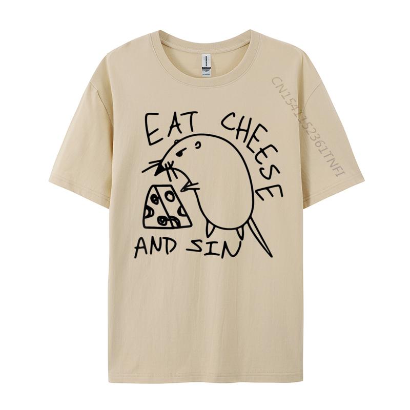 Eat Cheese And Sin T-shirts Casual Luxury Designer T-Shirts For Men Retro Top T-Shirt Normal Tees Cool