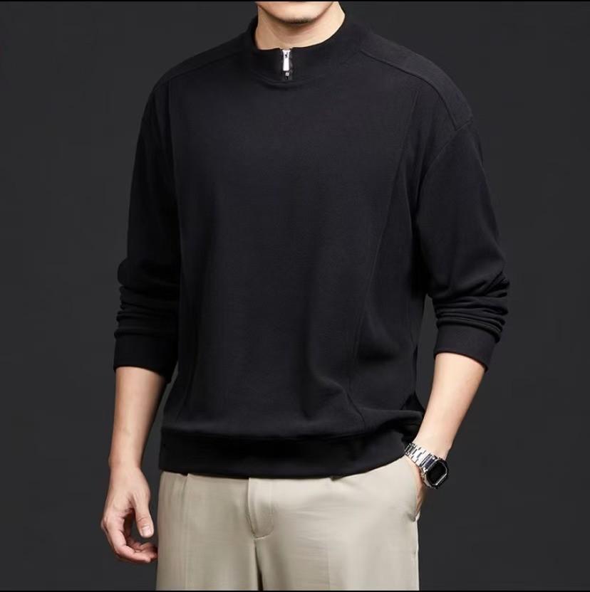 Men's Fleece Zipper Stand Collar Warm Pullover Shirt for Autumn & Winter