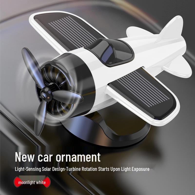 Solar-Powered Rotating Airplane Dashboard Ornament