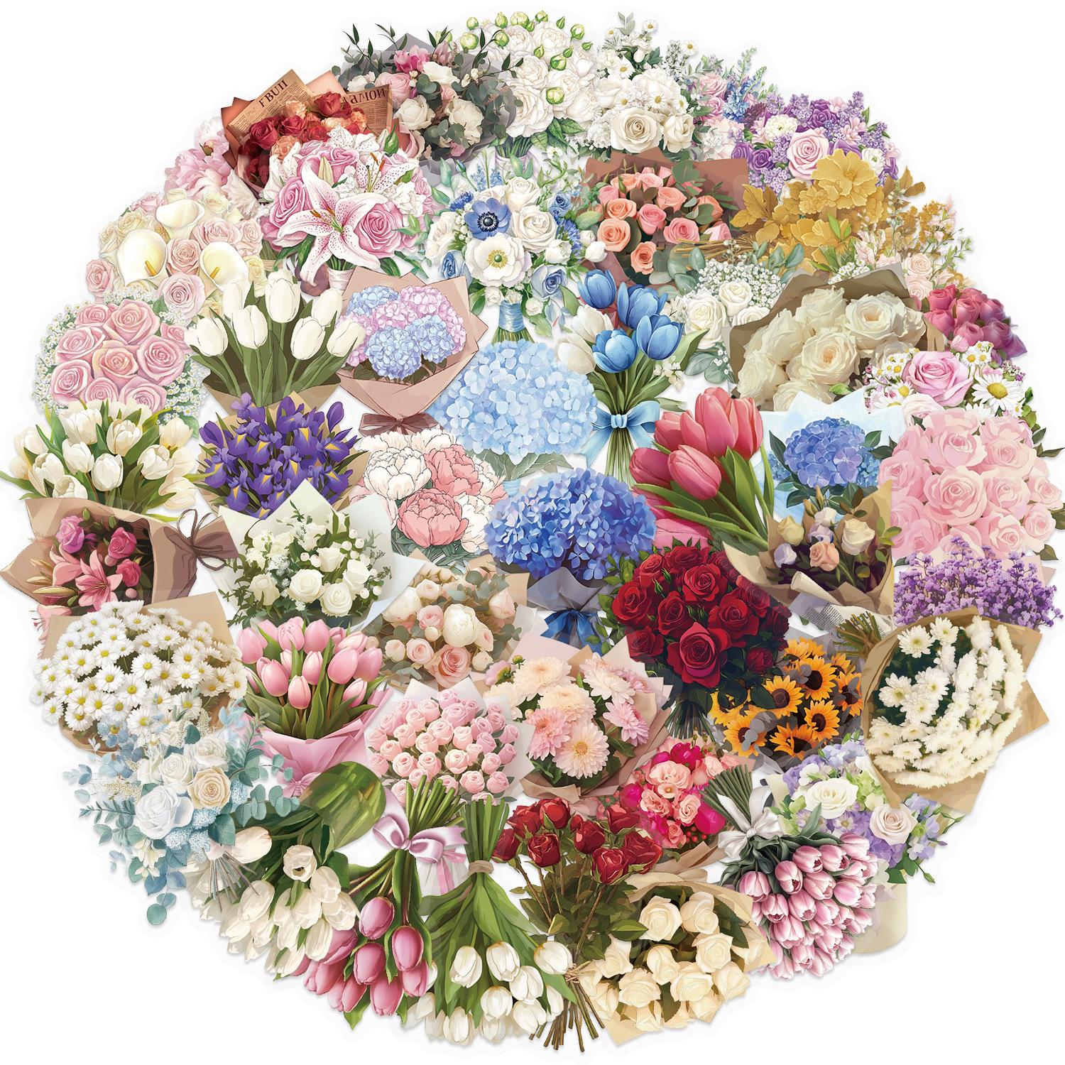 

50 Прозрачных Мультяшных Сатиновых Цветочных Подарочных Наклеек Водонепроницаемый Прозрачный ПЭТ Декоративный для Ручной Учетной Записи Гитары Блокнота