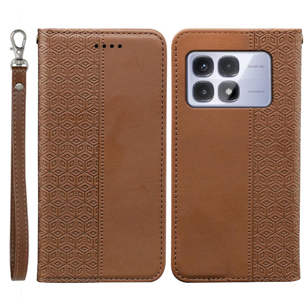 For Xiaomi Redmi K70 Ultra Wallet Phone Case Strong Magnetic Checkered Pattern Imprint Leather Flip Cover