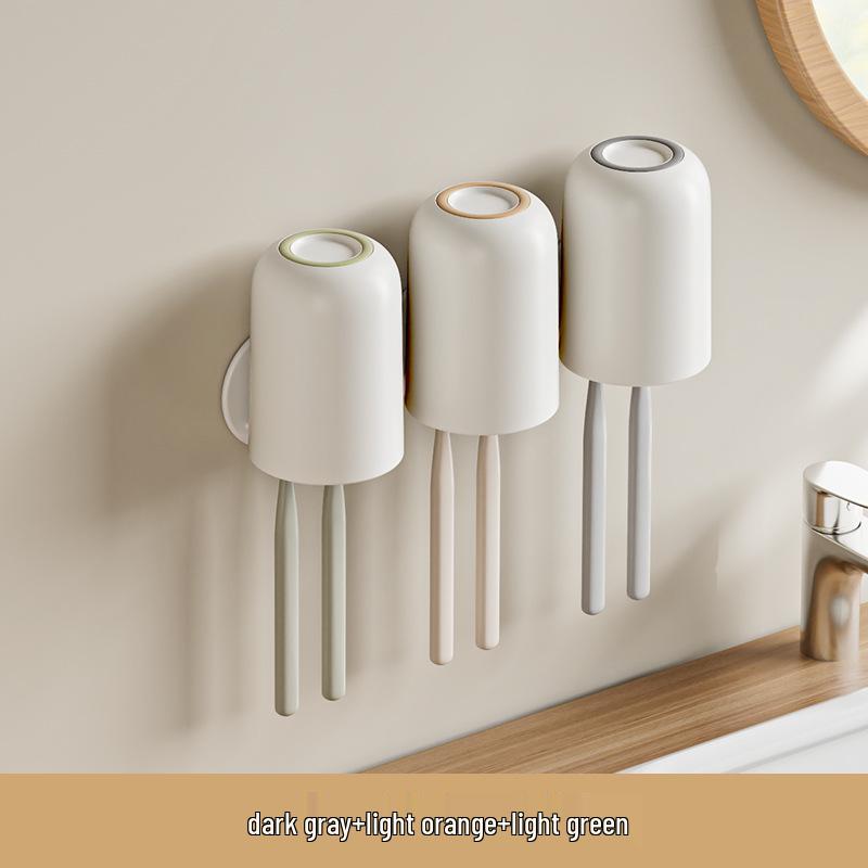 Punch-Free Wall-Mounted Toothbrush Holder & Cup Set