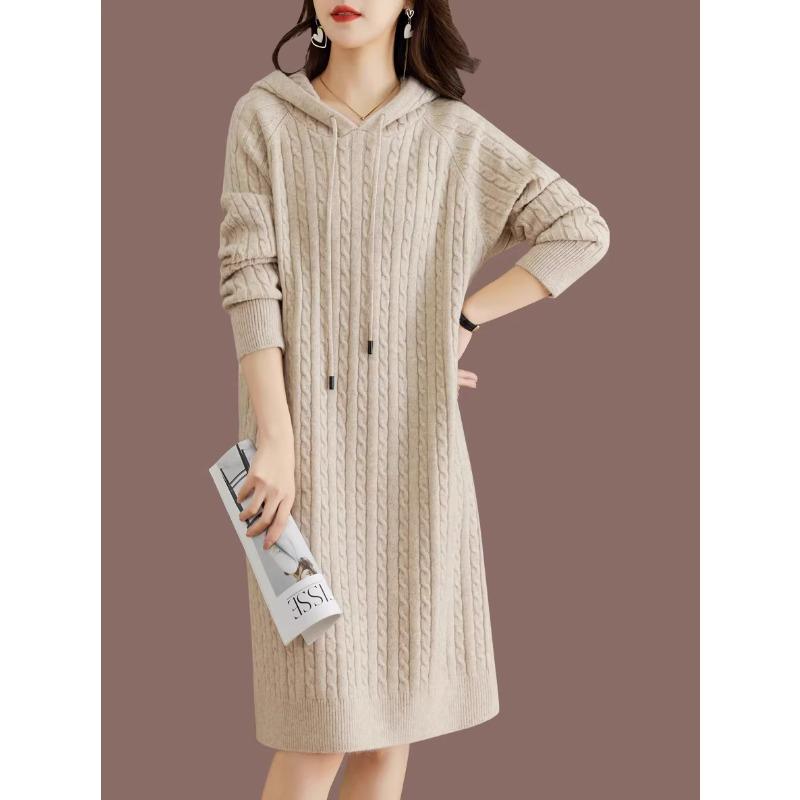 

DIMANAF 2023, зимние длинные свитера, осенние однотонные женские свитера, пуловер, шапка с длинными рукавами, вязаный свободный свитер