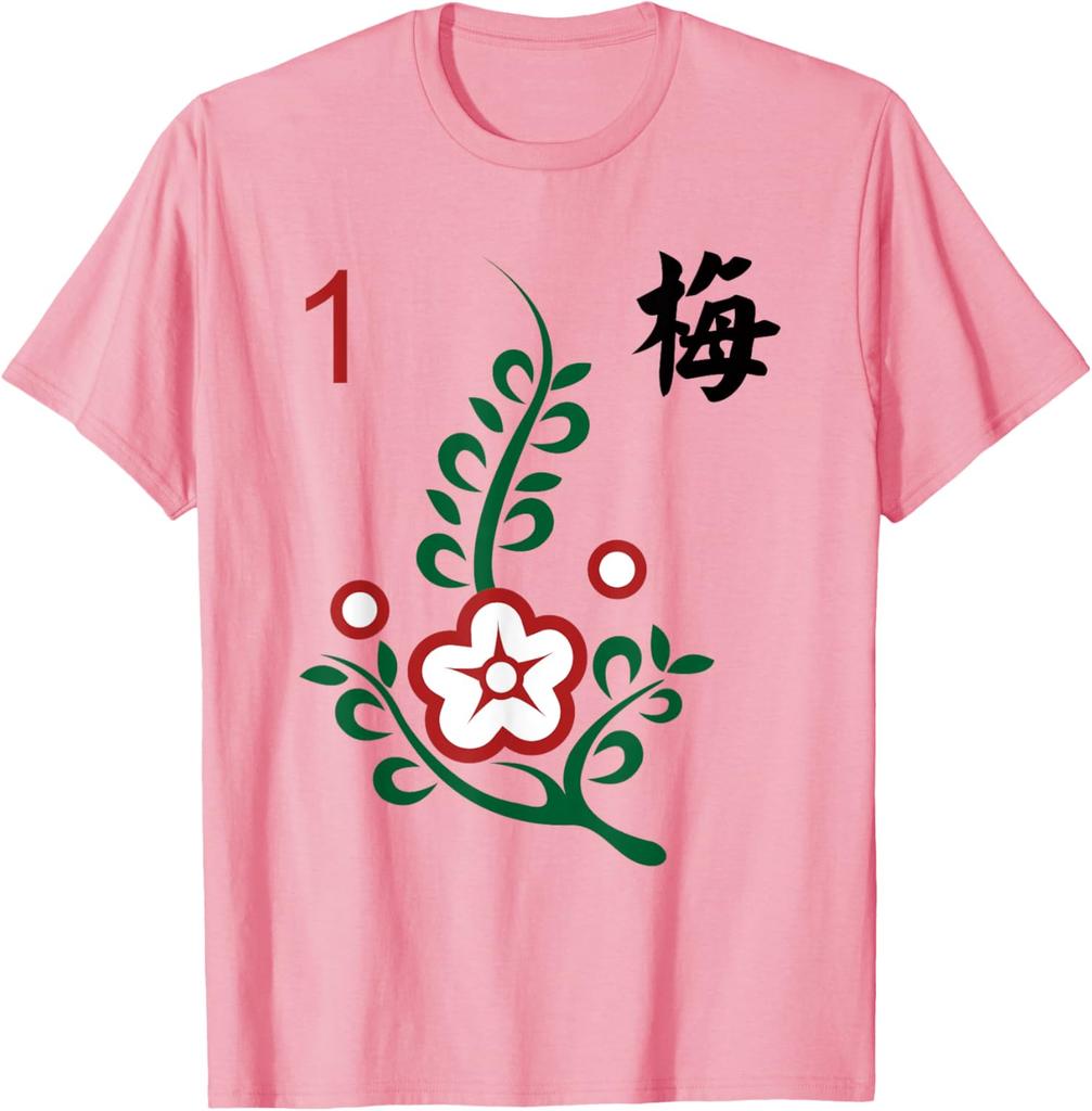 Mahjong One of Bamboo Plum Blossom Character Graphic TShirt Short Sleeve Crew Neck Cotton Tee